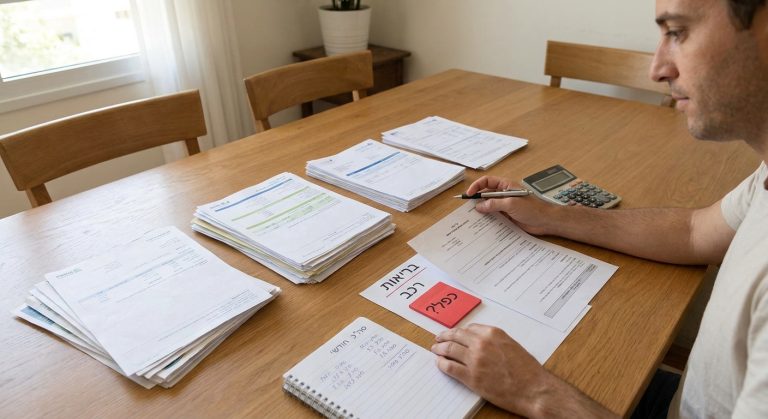 המחשה ריאליסטית של תמונת מצב מרוכזת של פוליסות פעילות וזיהוי כפל ביטוח פוטנציאלי