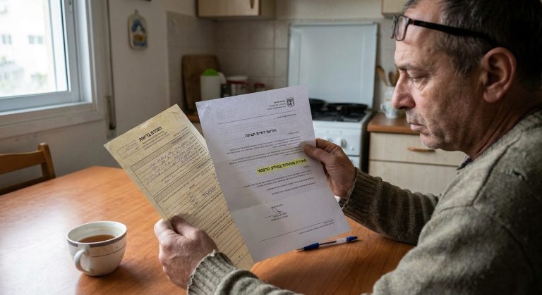 המחשה מציאותית של מצב שבו תביעת ביטוח נדחית בגלל פער בין הצהרת הבריאות לבין התיק הרפואי