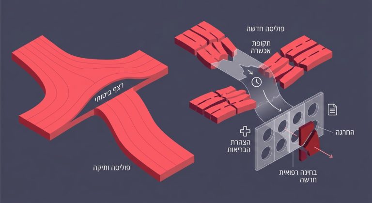 המחשה רעיונית של ההבדל בין שמירה על רצף ביטוחי לבין מעבר לפוליסה חדשה שעלול לגרום לתקופת אכשרה ולהחרגה רפואית