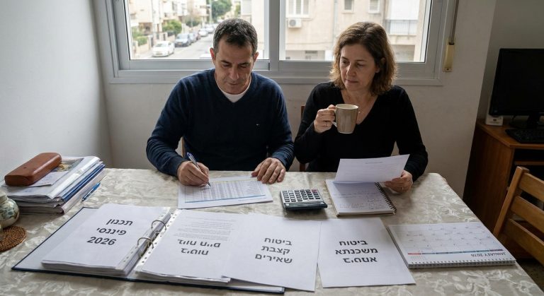 המחשה של איזון כלכלי בין ביטוח חיים, קצבת שאירים וביטוח המשכנתא במסגרת תכנון ביטוחי לשנת 2026.