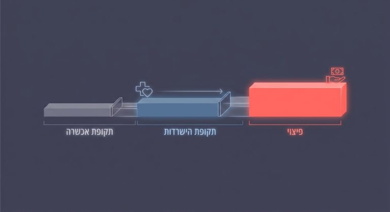 המחשה מושגית של תקופת אכשרה ותקופת הישרדות כתנאים מצטברים לזכאות לפיצוי בביטוח מחלות קשות